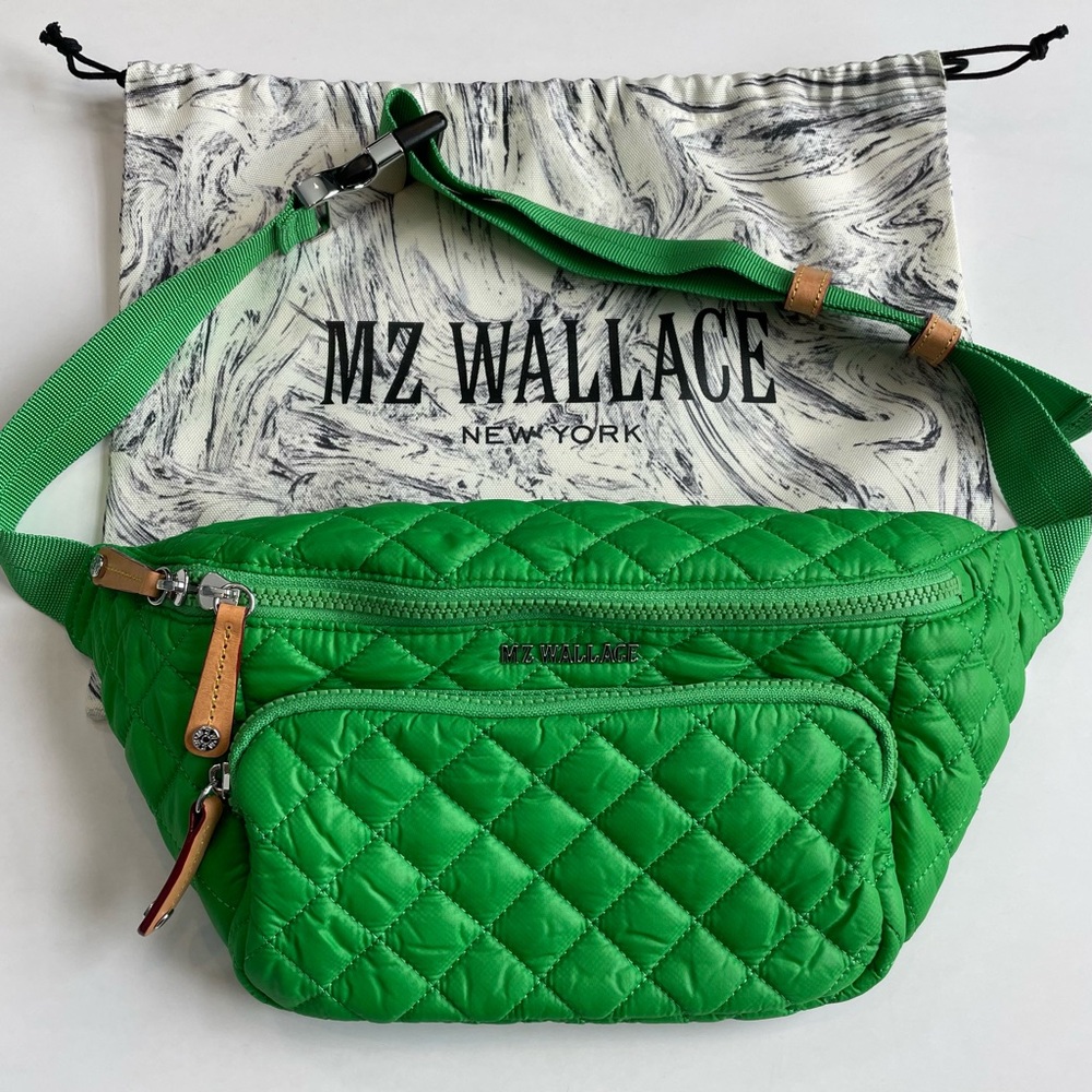 MZ Wallace Metro Sling Green Grass Quilted Crossbody Bag